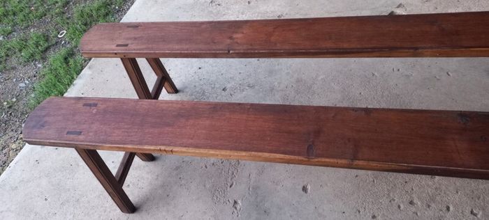 Benches Set of Two Solid Oak Antique