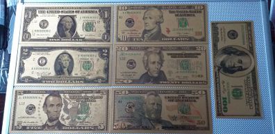 7pcs/Set 24K Gold Plated Dollars Antique Plated Commemorative LOT