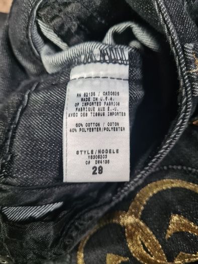 womens GUESS PREMIUM Bootcut black stretchy denim jeans gold embroidery  Size W 32 L 30 A1