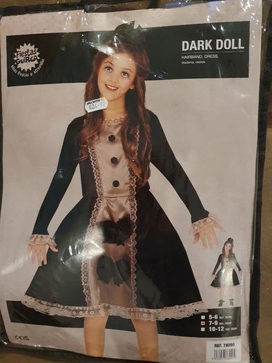 Halloween Dark Doll dress with headband