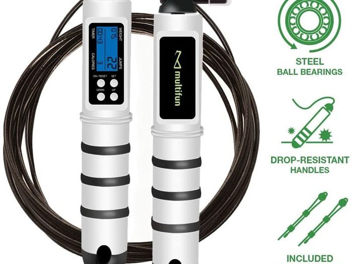 Skipping Rope, Jump Rope Speed Calorie Counter,Adjustable Digital Jump Rope with Alarm Reminder for Fitness, Crossfit, Exercise, Workout,Boxing, MMA, HIIT, Fitness Gym Workouts