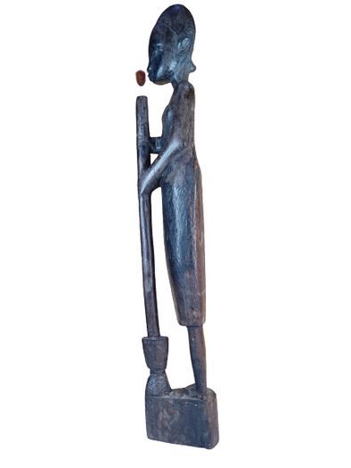 African Statue Ebony Carved Wood Figure Vintage Sculpture Statues