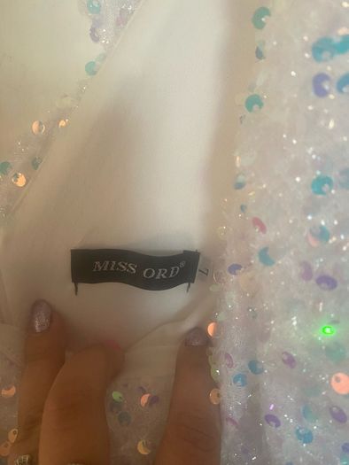 white sparkly dress