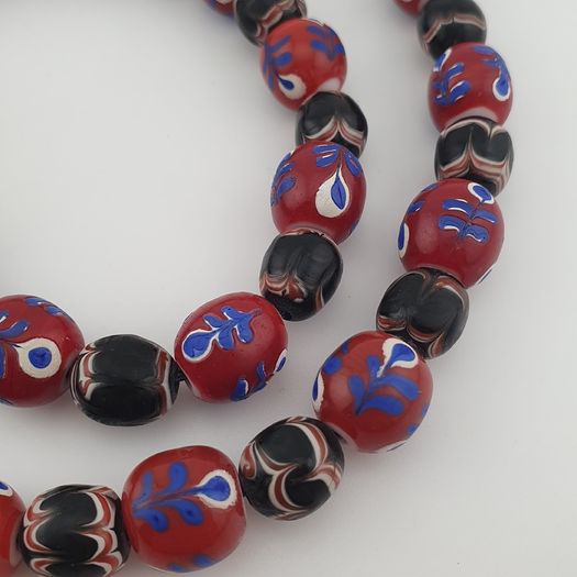 Antique Venetian Style Floral & Trade Glass Beads Necklace