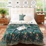100% Organic Cotton Sofa Large Bed Throw Blanket-150x200cm, Bohemian Double-sided Soft Skin-friendly Throw for Single 2 3 Seater Settees Armchair Couch and Bedspread.Teal/Green Image 2