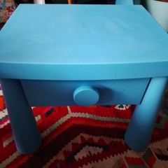IKEA Mammut Blue Children's Bedside Table/Nightstand with Drawer