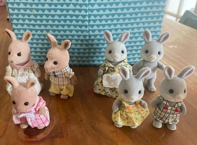 Sylvanian family figures - Kangaroo & Cottontail families