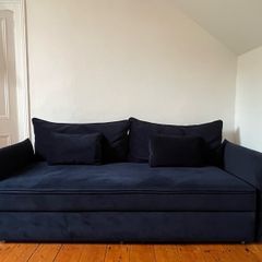 Navy velvet couch with matching Ottoman. Perfect condition