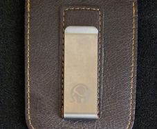 Leather credit card holder with money clip.