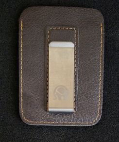 Leather credit card holder with money clip.