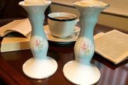 Pair of Donegal Parian china candlesticks