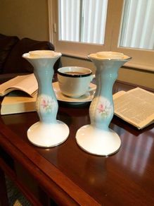 Pair of Donegal Parian china candlesticks
