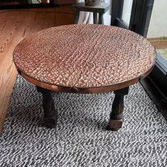 Mid century round copper top coffee table