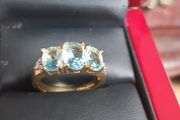 18 Ct Gold ring  with 1.35 carat Aquamarine Gem stone and diamonds