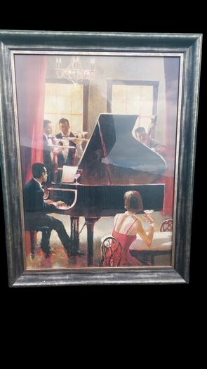 framed print Piano Jazz  after Brent Heighton