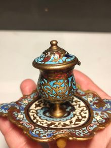 19th Century Napoleon 111 Bronze Cloisonne Ink Well