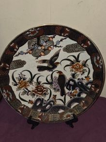 Vintage Japanese Lovebirds Satsuma Plate