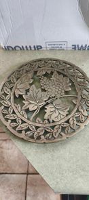 Vintage Metal Trivet with Grape Motif, Rustic Decor , For Altar or Cauldron