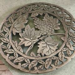 Vintage Metal Trivet with Grape Motif, Rustic Decor , For Altar or Cauldron