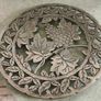 Vintage Metal Trivet with Grape Motif, Rustic Decor , For Altar or Cauldron Image 5