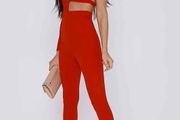 Tall Red Asymmetric High Neck Jumpsuit size 8 in the style