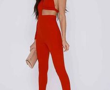 Tall Red Asymmetric High Neck Jumpsuit size 8 in the style