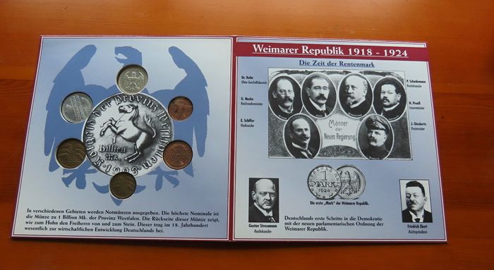 90 EURO Retail - German Silver Mark 1924 Antique coins set Weimar Republic - 1918-1933 | 89.99 euro issue price