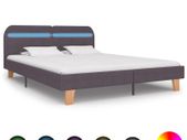 Bed Frame with LED Taupe Fabric 150x200 cm