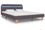 Bed Frame with LED Taupe Fabric 150x200 cm