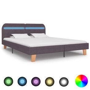 Bed Frame with LED Taupe Fabric 150x200 cm