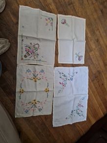 vintage embroidered tray cloths