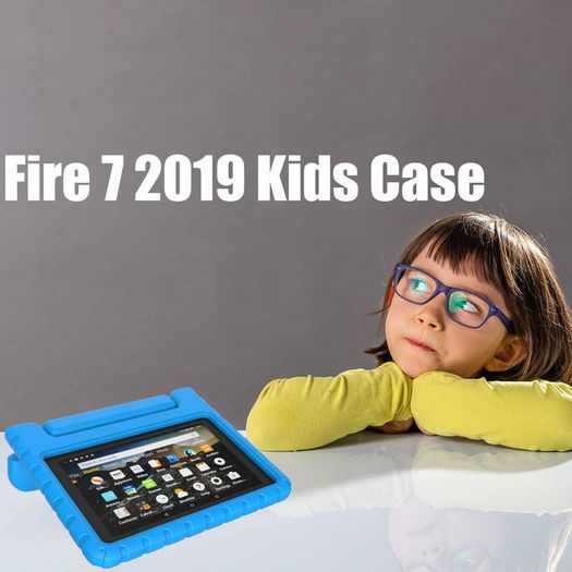 For Amazon Fire 7 2019 Case Kids Shockproof Tablet Smart Cover Handle EVA New Blue - FHT07ATK1
