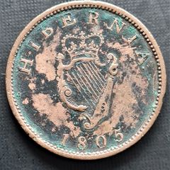 Hibernia 1805 George III Half Penny coin