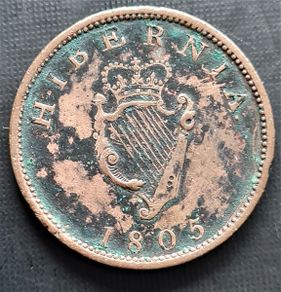 Hibernia 1805 George III Half Penny coin