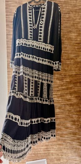 Zara embroidery linen maxi dress XS