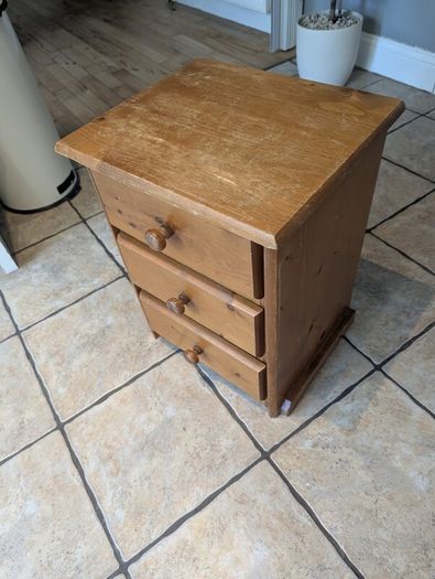 Solid Pine 3 Drawer Bedside Locker