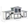 Large Rabbit Hutch Grey 204x45x85 cm Image 7
