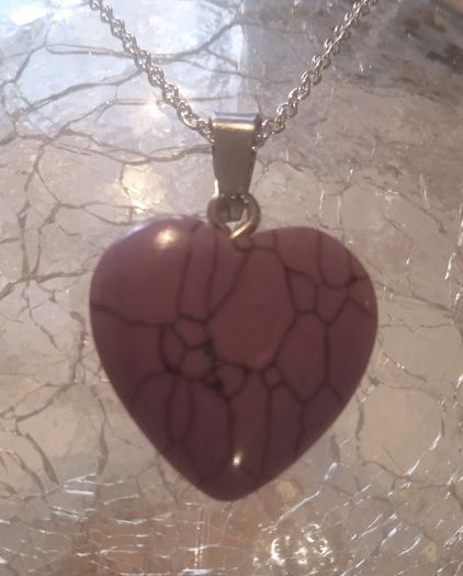 Lepidolite crystal heart necklace