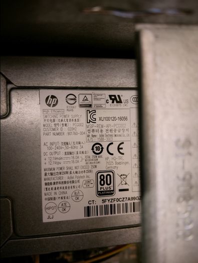 HP ProDesk 600 G3 MT (i5 6th Gen) PC and power cable
