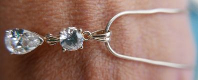 925 sterling silver c/z drop pendant and necklace L-9" 5,9g