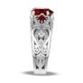 Natural Heart-Shaped Garnet & Angel Wings Silver Ring Image 3