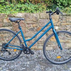 Decathlon Riverside 120 Hybrid Bicycle Bike Low Frame - Petrol Blue - Medium