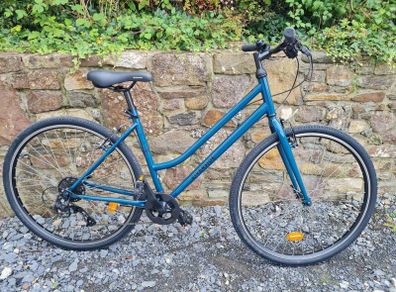 Decathlon Riverside 120 Hybrid Bicycle Bike Low Frame - Petrol Blue - Medium