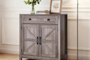 Coffee Bar Cabinet, Farmhouse Coffee Bar Table with Drawer, Buffet Stand Cabinet with 2 Barn Doors, Sideboard Buffet Station for Living Room