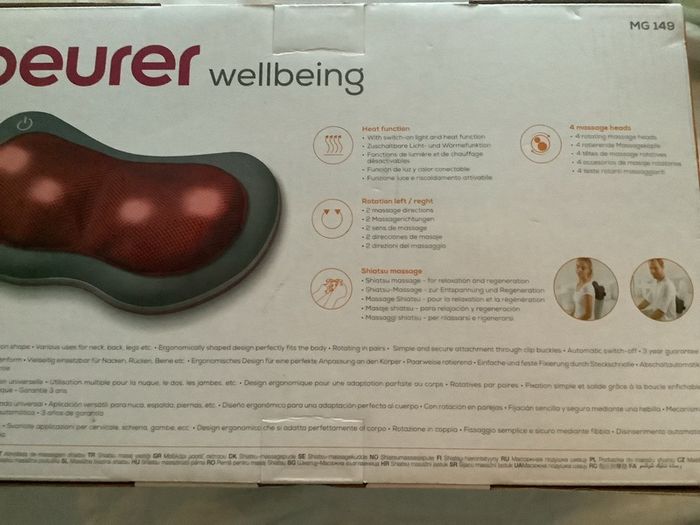NEW Beurer Wellbeing Shiatsu massage cushion MG149