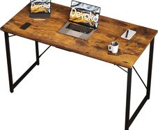 Computer Desk 100cm, Home Office desk, Study Writing Small Desks, Gaming Deske for Home Workstations, Industrial Design Black Desk Metal Frame, Rustic Brown