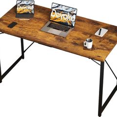 Computer Desk 100cm, Home Office desk, Study Writing Small Desks, Gaming Deske for Home Workstations, Industrial Design Black Desk Metal Frame, Rustic Brown
