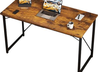 Computer Desk 100cm, Home Office desk, Study Writing Small Desks, Gaming Deske for Home Workstations, Industrial Design Black Desk Metal Frame, Rustic Brown