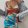 Tie dye satin ruched dress Image 6