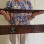 Antique Oak Wall Shelf with Brass Hooks Irish Made Image 7